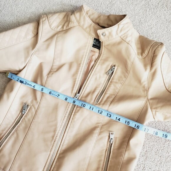 Levi's Vegan Leather Tan Moto Retro Streetwear Camel Tan Jacket M - Picture 6 of 8